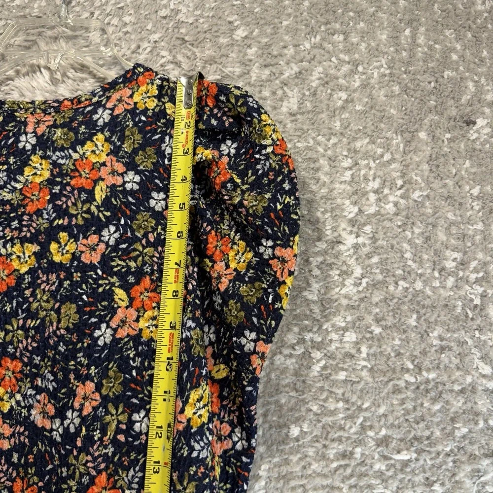 Loft Puff Long Sleeve Navy Floral Petite S Fall Peasant Coquette Preppy NWT